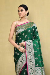 Handloom Saree With Handwoven banarasi Border